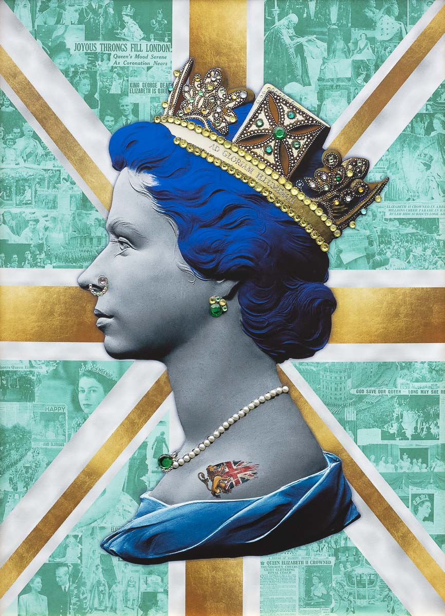 Illuminate Neon Queen Gold And Teal Limited Edition Print available from The Acorn Gallery, Pocklington
