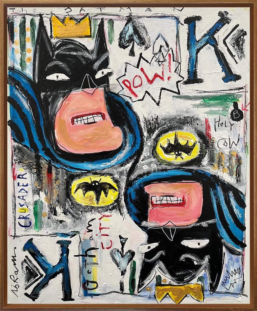 Michael Abrams Pow Original - Child like painting of Batman - The Acorn Gallery, Pocklington 