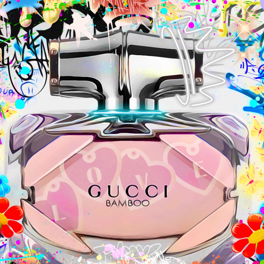 Onelife183 Bamboo Streets Gucci Limited Edition Print with Hand Embellishments available through The Acorn Gallery, Pocklington 