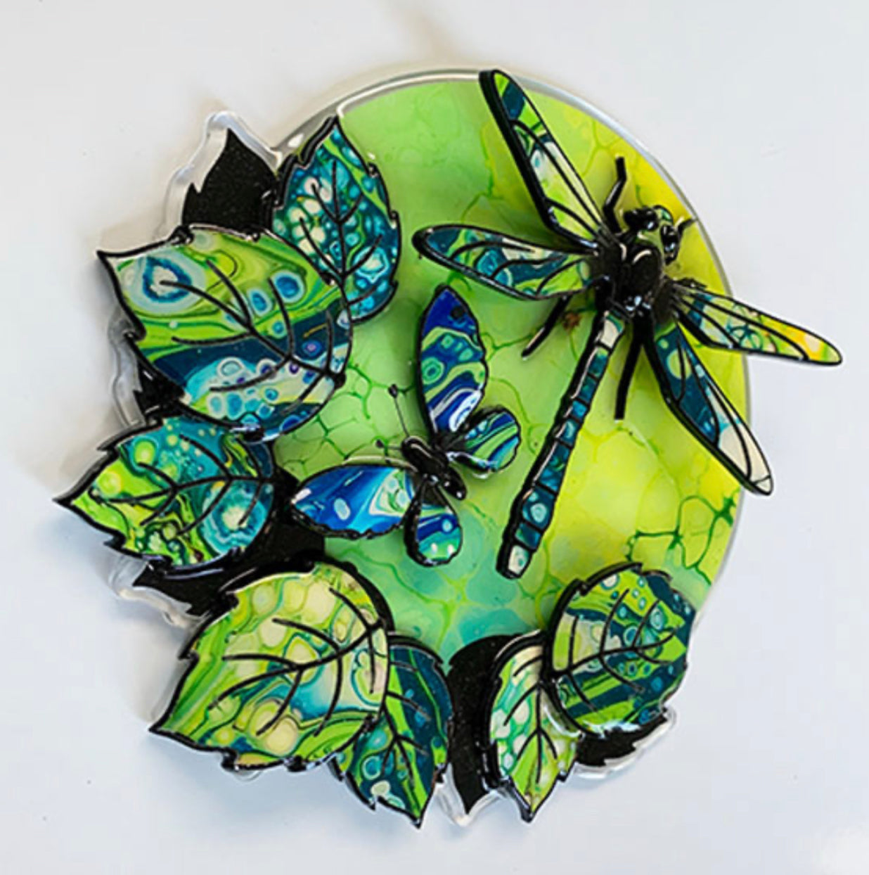 Kevin Bandee Mini Wall Art Dragonfly Green Original - The Acorn Gallery, Pocklington