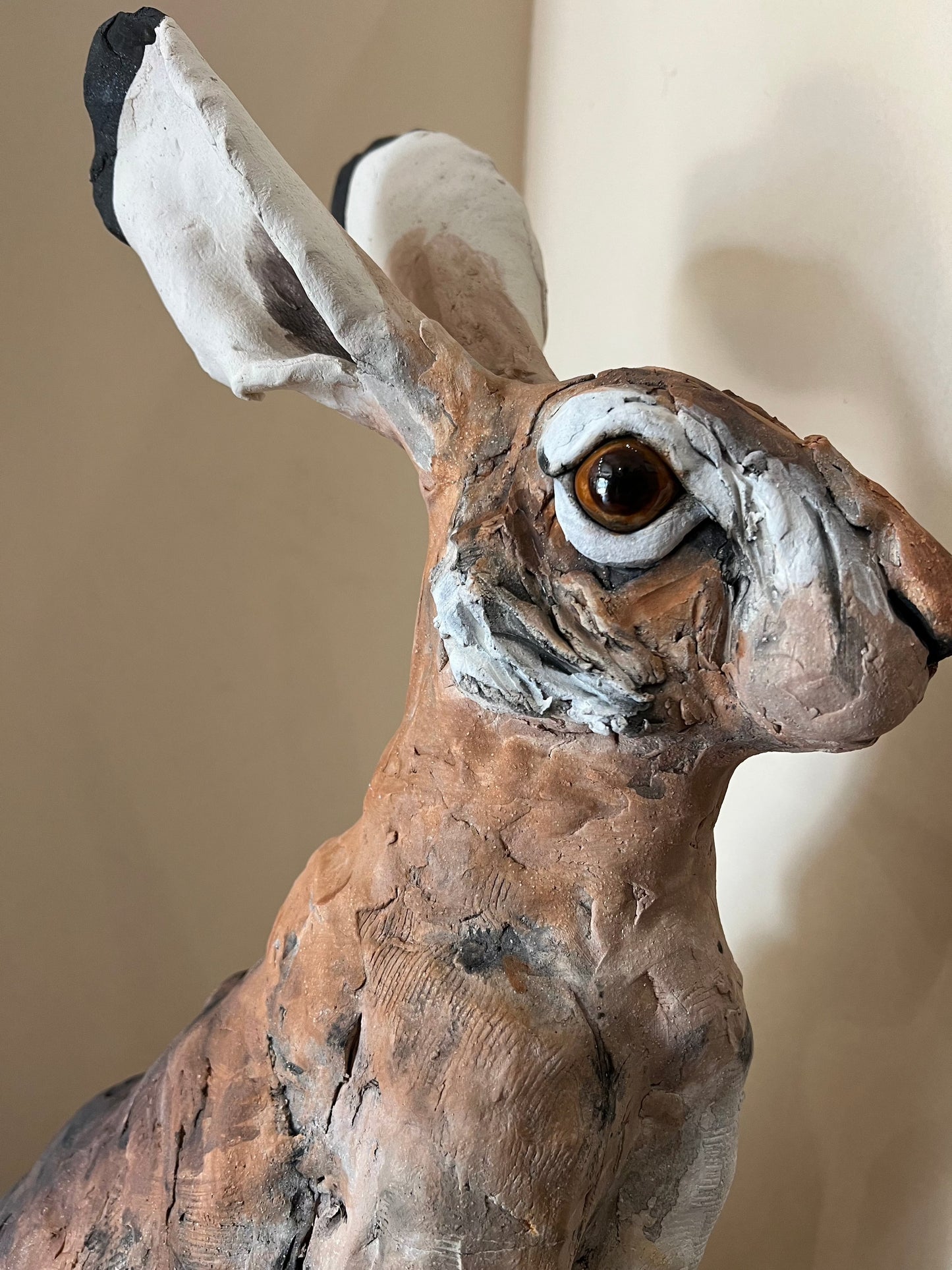 Louise Brown Large Sitting Hare Original Sculpture - The Acorn Gallery, Pocklington