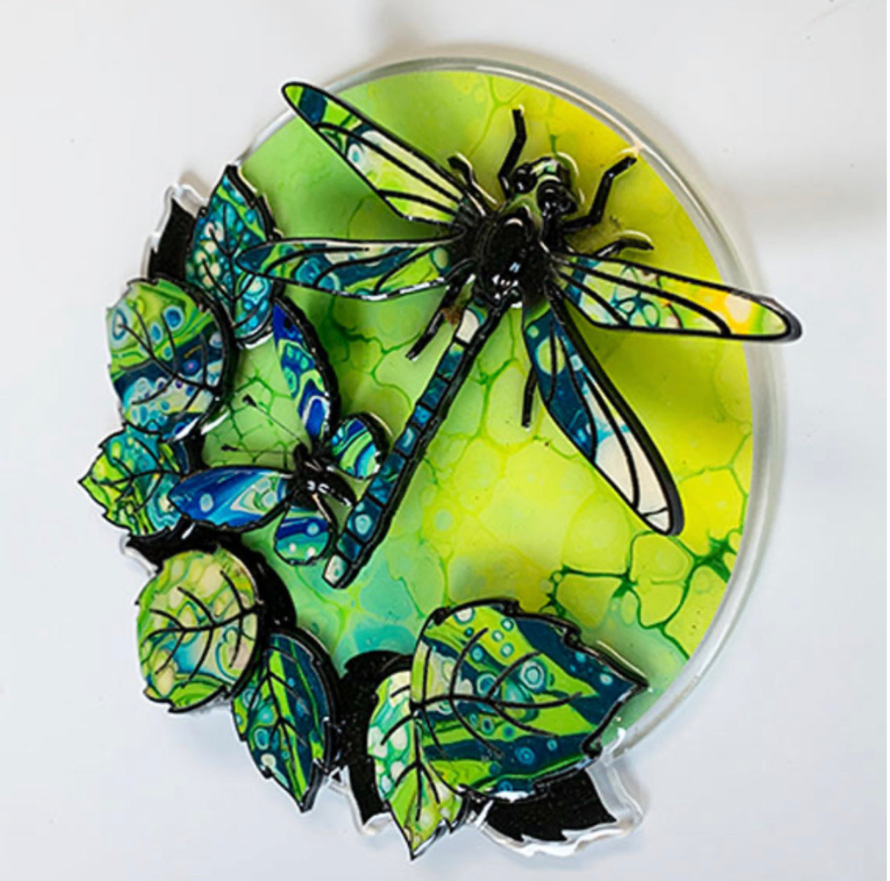 Kevin Bandee Mini Wall Art Dragonfly Green Original - The Acorn Gallery, Pocklington