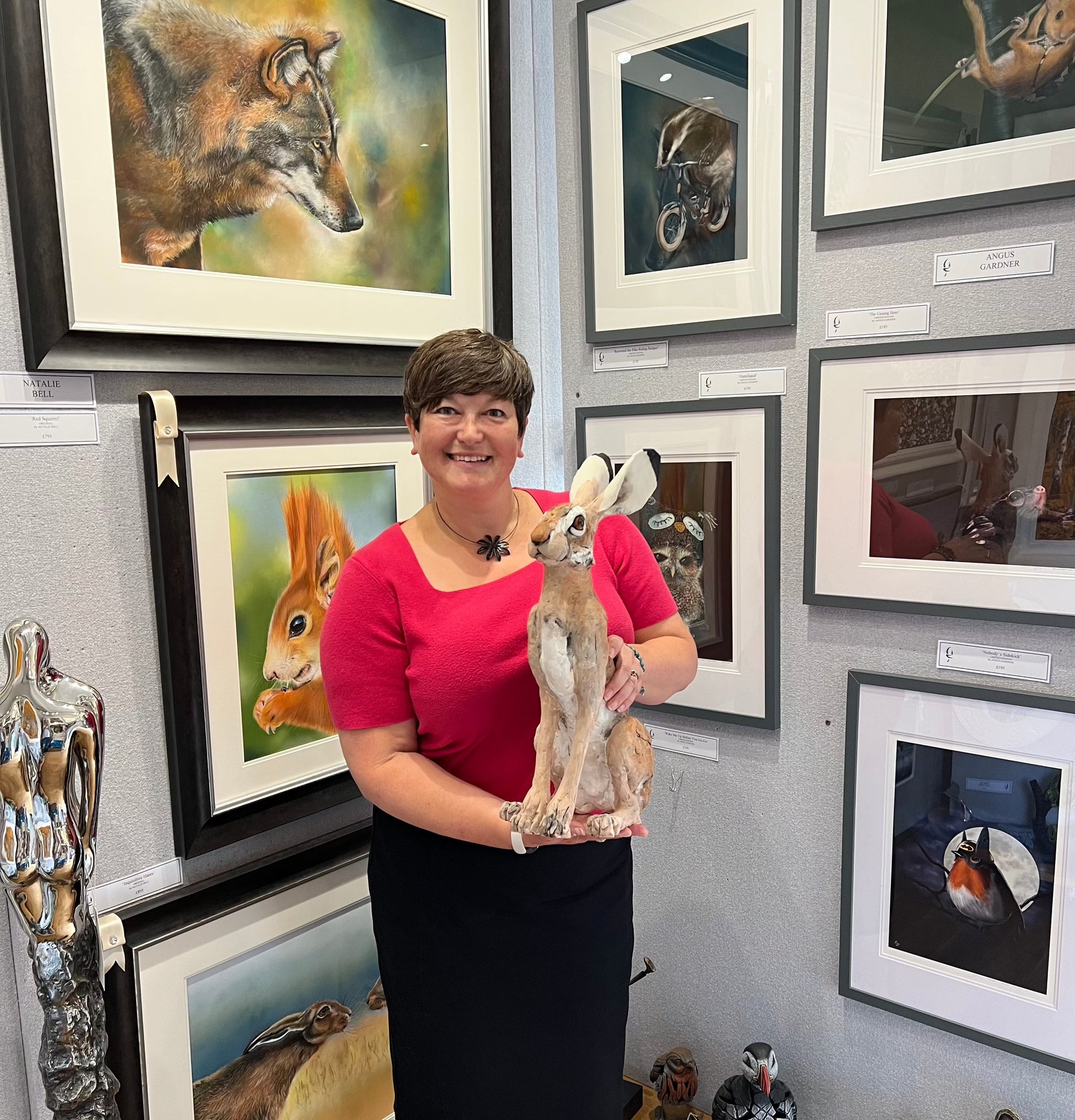 Louise Brown Large Sitting Hare Original Sculpture - The Acorn Gallery, Pocklington