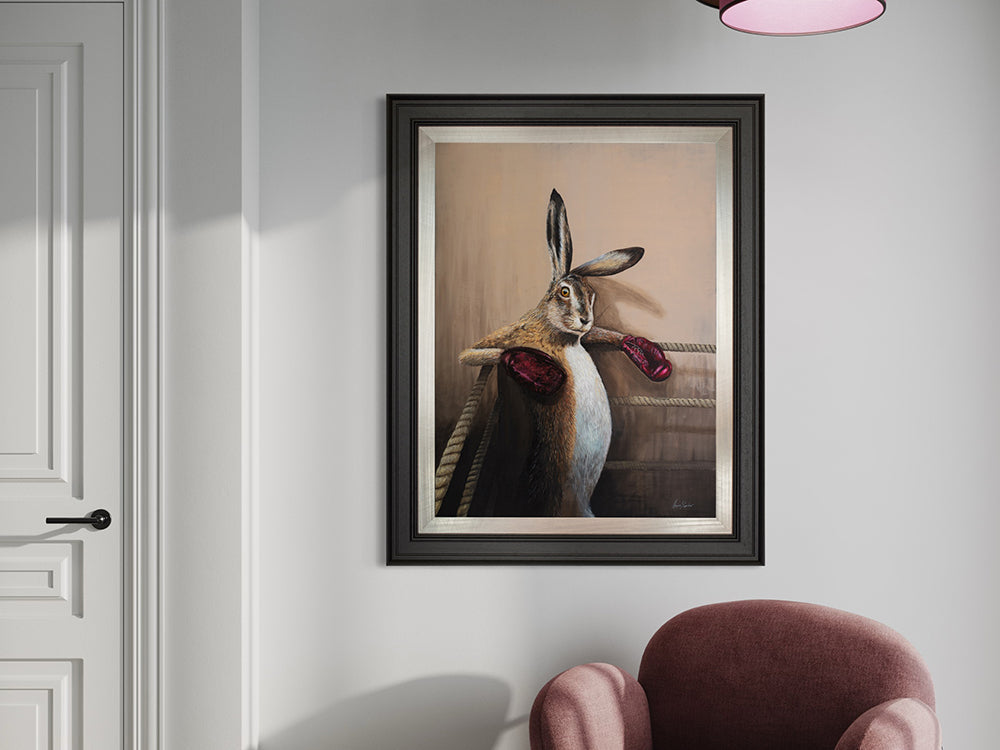 Marciano Boxing Hare Original by Angus Gardner at The Acorn Gallery. Secure UK Timed Delivery. Limited Edition Prints also available. Shop online or in store. 