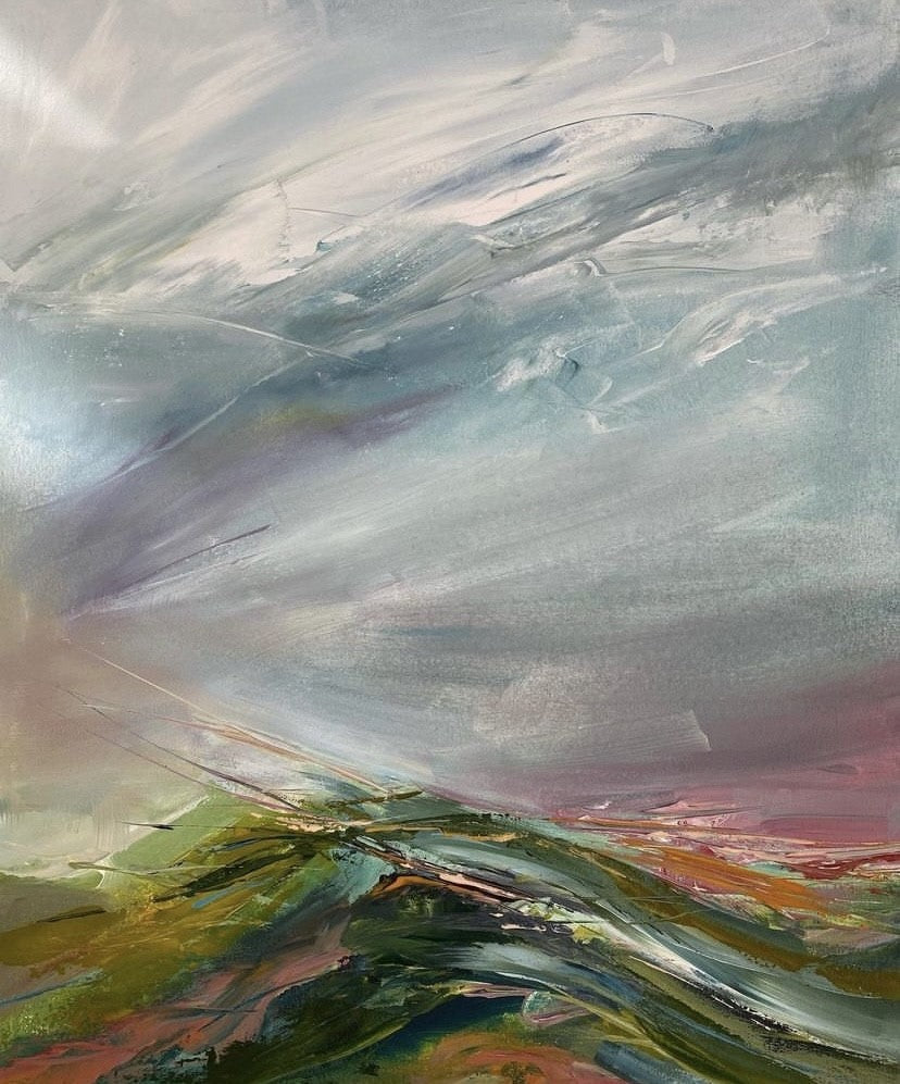 Abstract painting with soft, blended colors. Art by Ali Kippax at The Acorn Gallery in Pocklington. Call 01759 307652.
