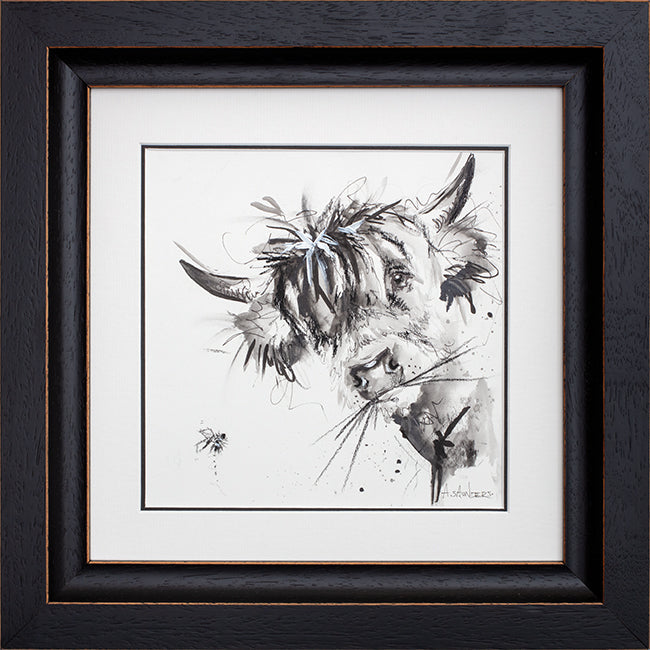 Ashley Saunders Blue Moo Charcoal Original Sketch - The Acorn Gallery, Pocklington