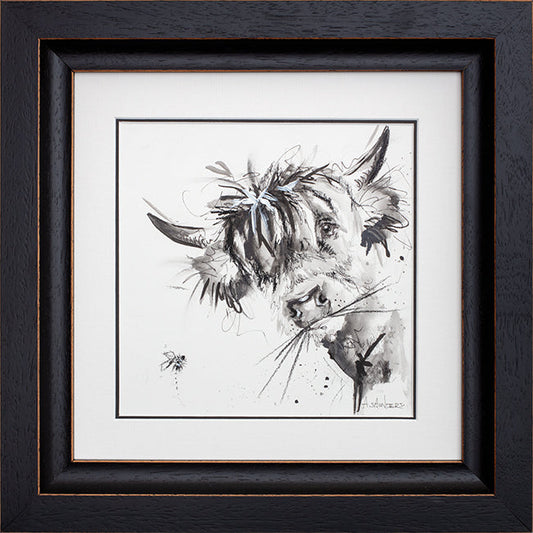 Ashley Saunders Blue Moo Charcoal Original Sketch - The Acorn Gallery, Pocklington