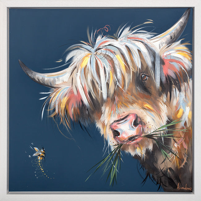 Ashley Saunders Blue Moo Original - The Acorn Gallery. Pocklington