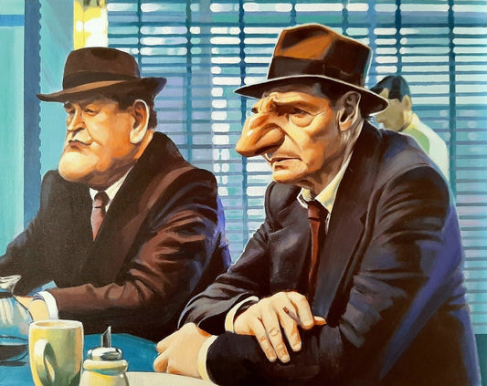 Adrian Teal Liam Neeson And Colm Meaney Original available from The Acorn Gallery, Pocklington
