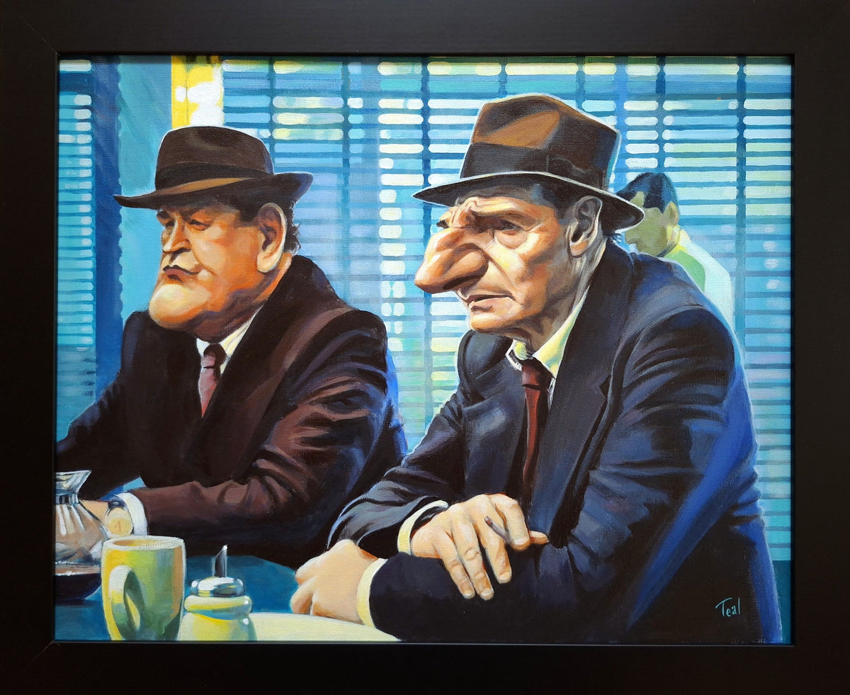 Adrian Teal Liam Neeson And Colm Meaney Original Framed available from The Acorn Gallery, Pocklington
