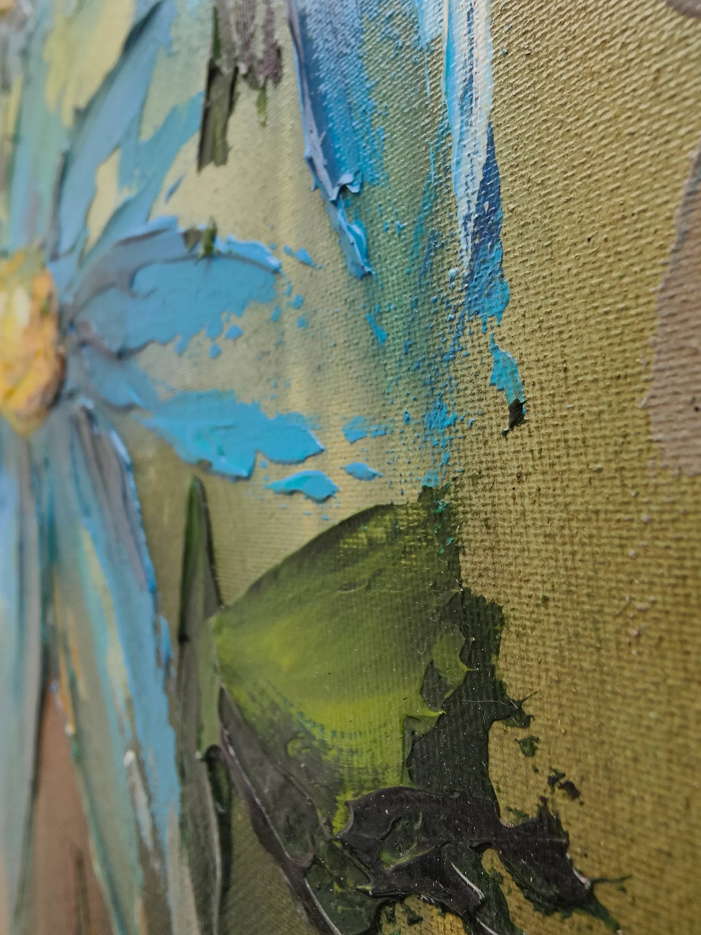 A Stephen Simpson framed original painting of blue flowers, titled Azure Symphony. Availableat The Acorn Gallery, Pocklington. Shop online or call us on 01759 307652.