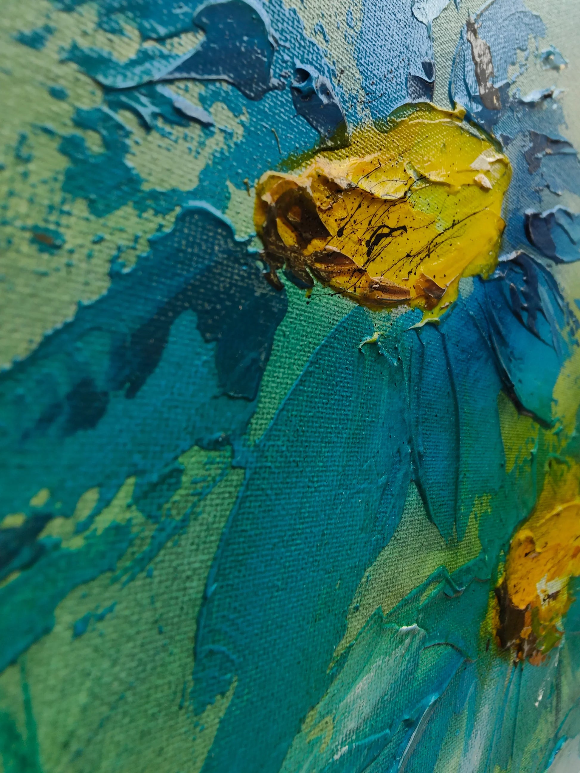 A Stephen Simpson framed original painting of blue flowers, titled Azure Symphony. Availableat The Acorn Gallery, Pocklington. Shop online or call us on 01759 307652.