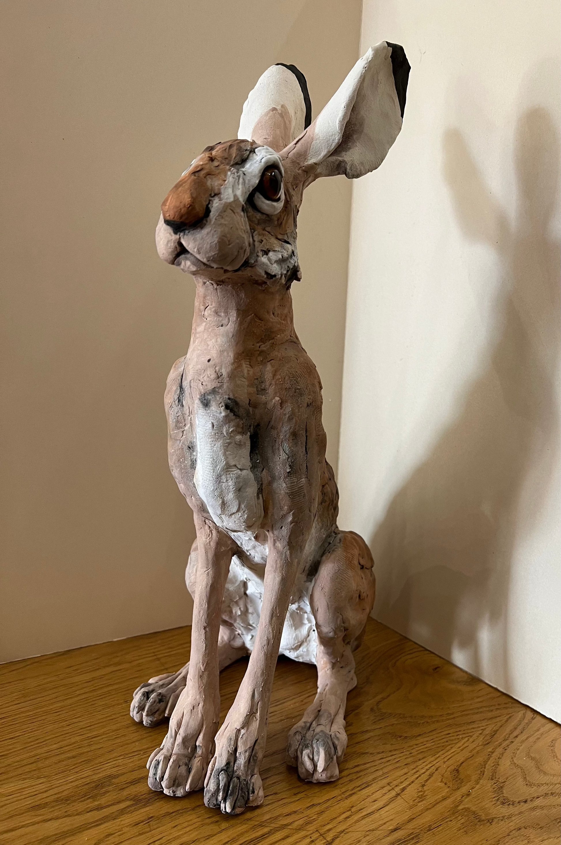 Louise Brown Large Sitting Hare Original Sculpture - The Acorn Gallery, Pocklington