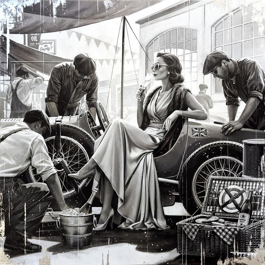 Ben Jeffery Pit Stop Hand Embellished Canvas Print available from The Acorn Gallery, Pocklington