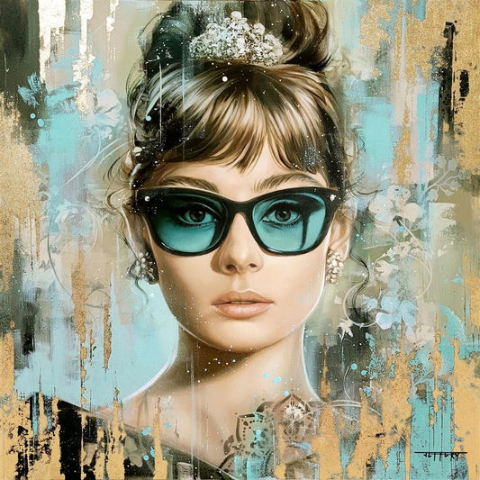 Hepburn Blue Hand Embellished Canvas by Ben Jeffery