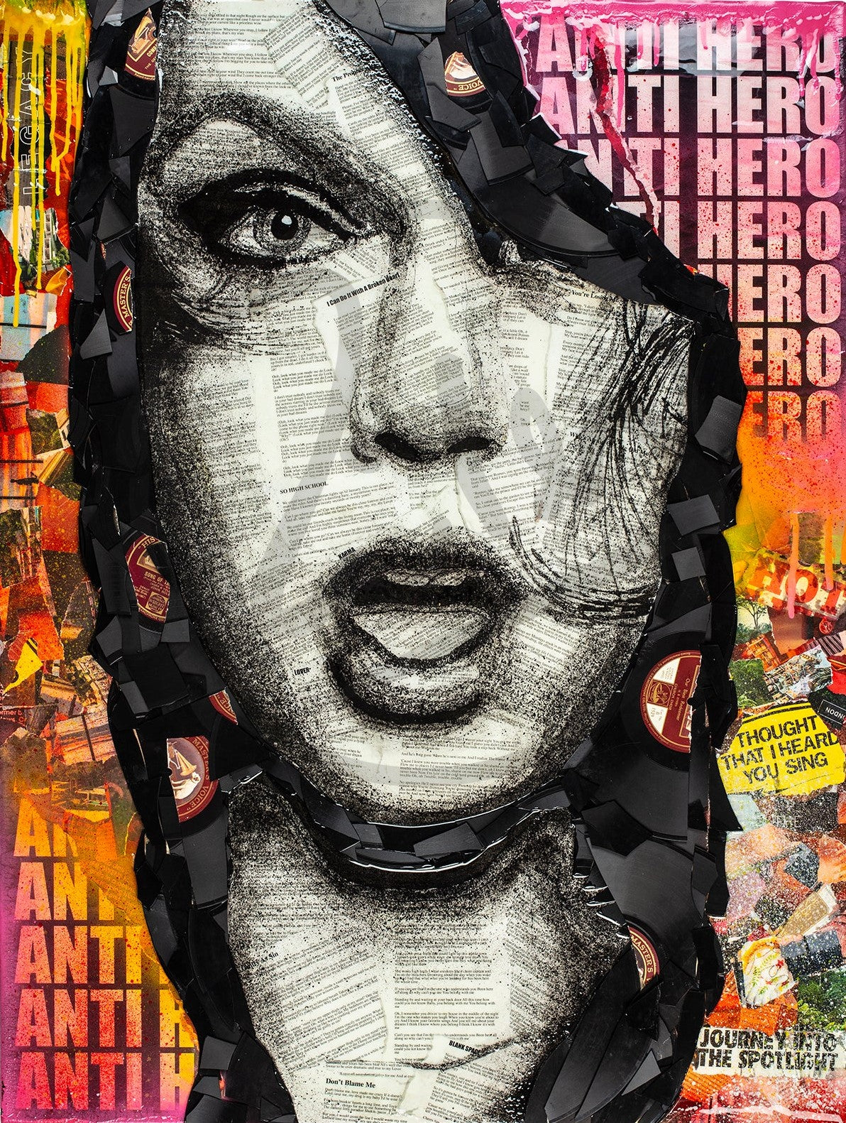 Ben Riley Anti Hero Taylor Swift Hand Embellished Canvas - The Acorn Gallery, Pocklington