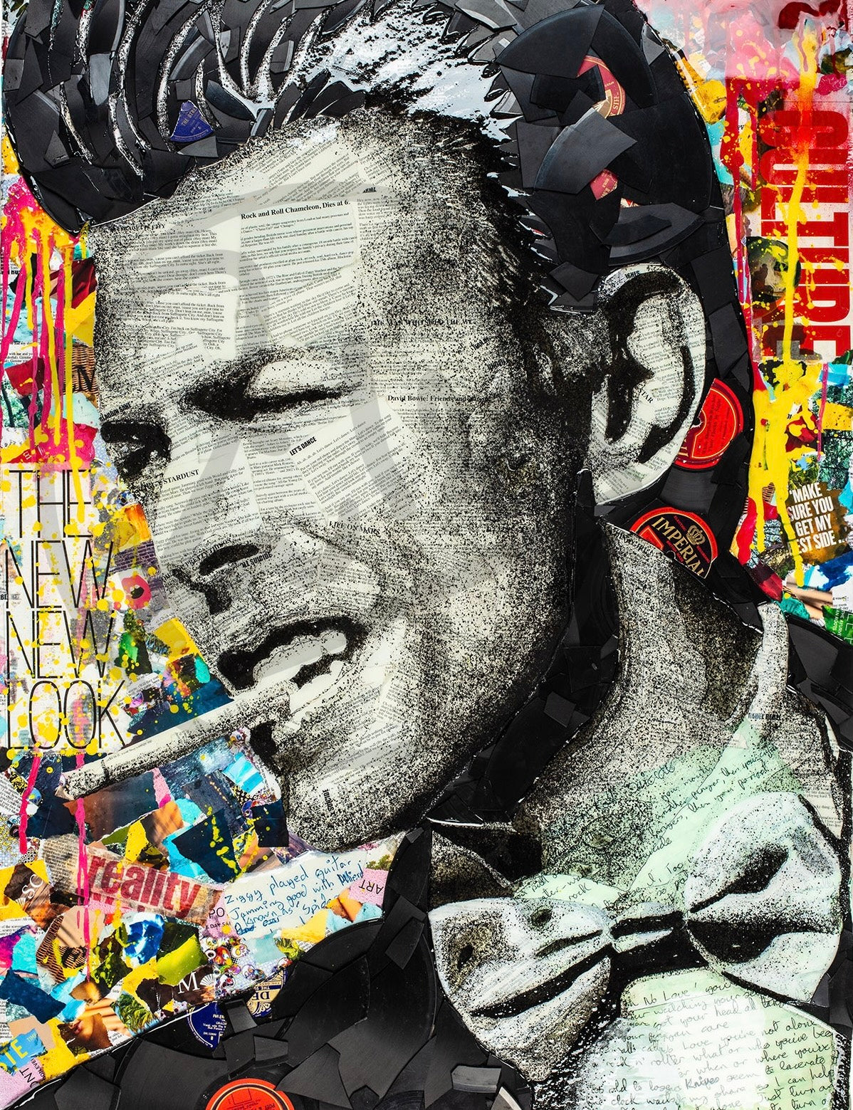 Ben Riley Lets Dance David Bowie Hand Embellished Canvas - The Acorn Gallery, Pocklington