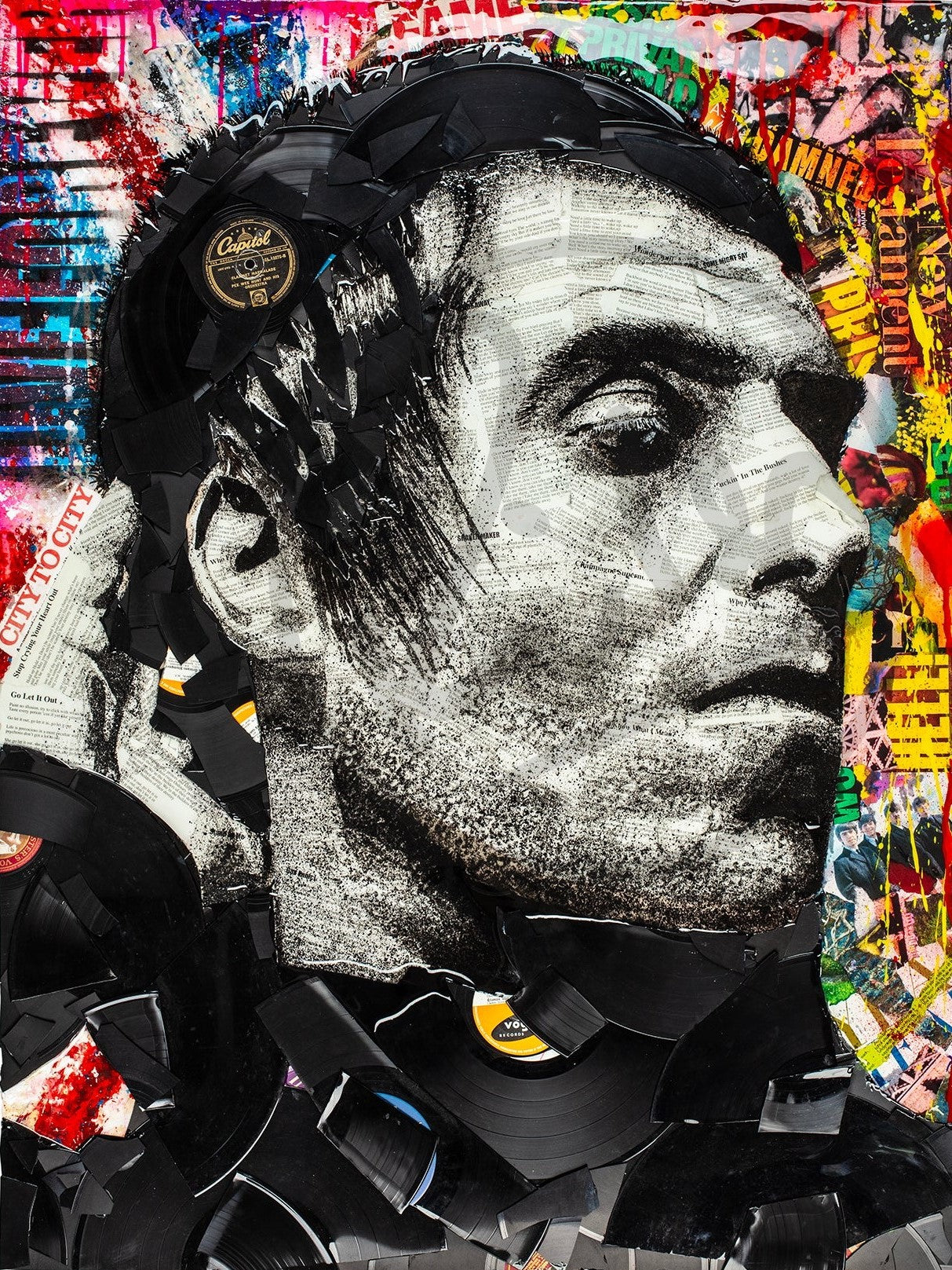 Ben Riley Live Forever Liam Gallagher Hand Embellished Canvas - The Acorn Gallery, Pocklington