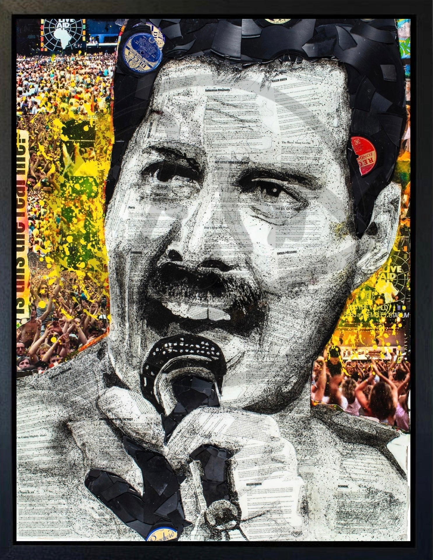Ben Riley We Will Rock You Freddie Mercury Hand Embellished Canvas Framed - The Acorn Gallery, Pocklington