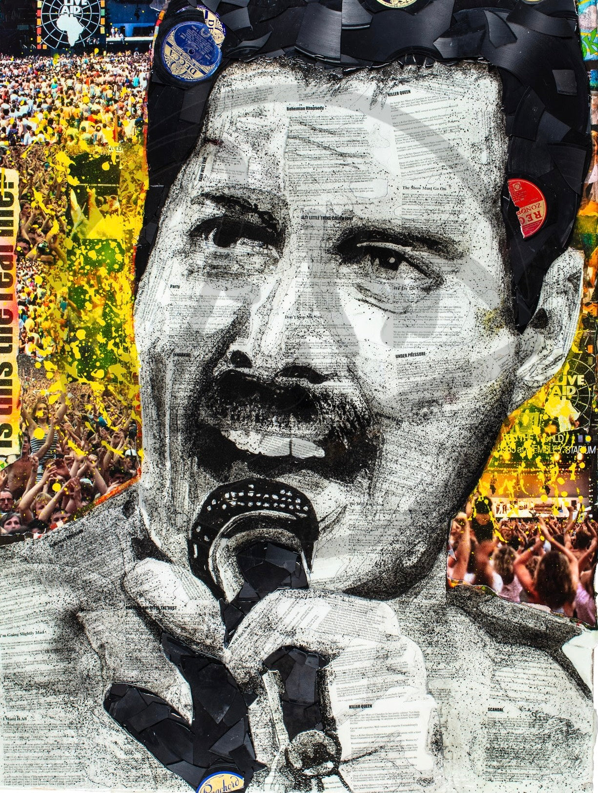 Ben Riley We Will Rock You Freddie Mercury Hand Embellished Canvas - The Acorn Gallery, Pocklington