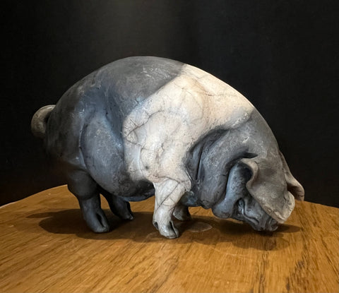 Annabel Mini Standing Ceramic Saddleback Pig ORIGINAL - Christine Cummings *SOLD*
