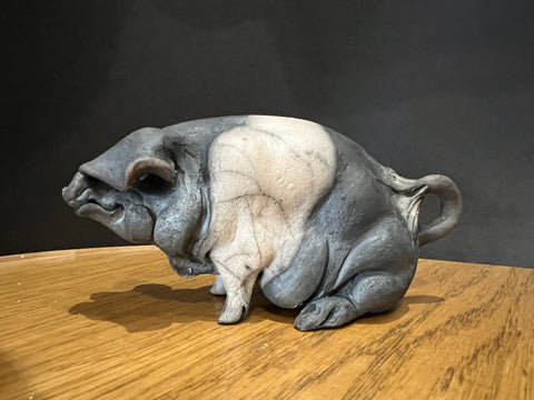 Fifi Mini Seated Ceramic Saddleback Pig ORIGINAL - Christine Cummings *NEW*