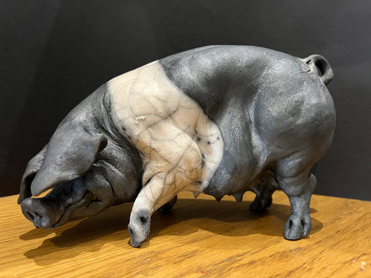 Christine Cummings Studio Mable Small Standing Saddleback Pig ORIGINAL  - The Acorn Gallery, Pocklington