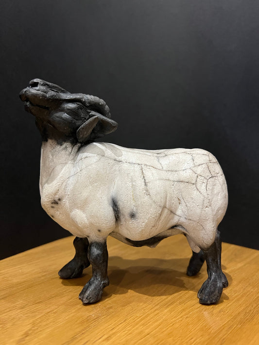 Christine Cummings Studio Milo Raku Ram ORIGINAL - The Acorn Gallery, Pocklington 