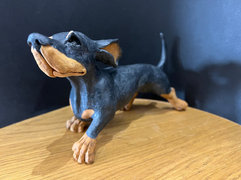 Peewee The Dachshund Ceramic Dog ORIGINAL - Christine Cummings *SOLD*