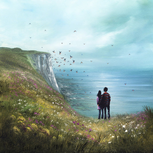 Charity puffin print by Danny Abrahams, sold in support of RSPB Bempton Cliffs. Sold exclusively by The Acorn Gallery, Pocklington. Order online or in store. UK Delivery available.