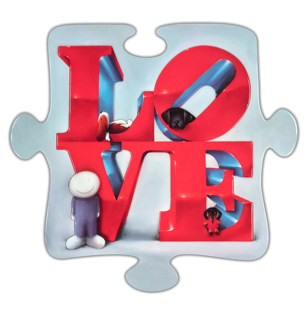 This brilliant jigsaw shaped artwork featuring the word 'Love' is titled Piece of Love by Doug Hyde it is available at The Acorn Gallery in Pocklington with secure delivery across the UK. Visit us or shop online or call us on 01759 307652.