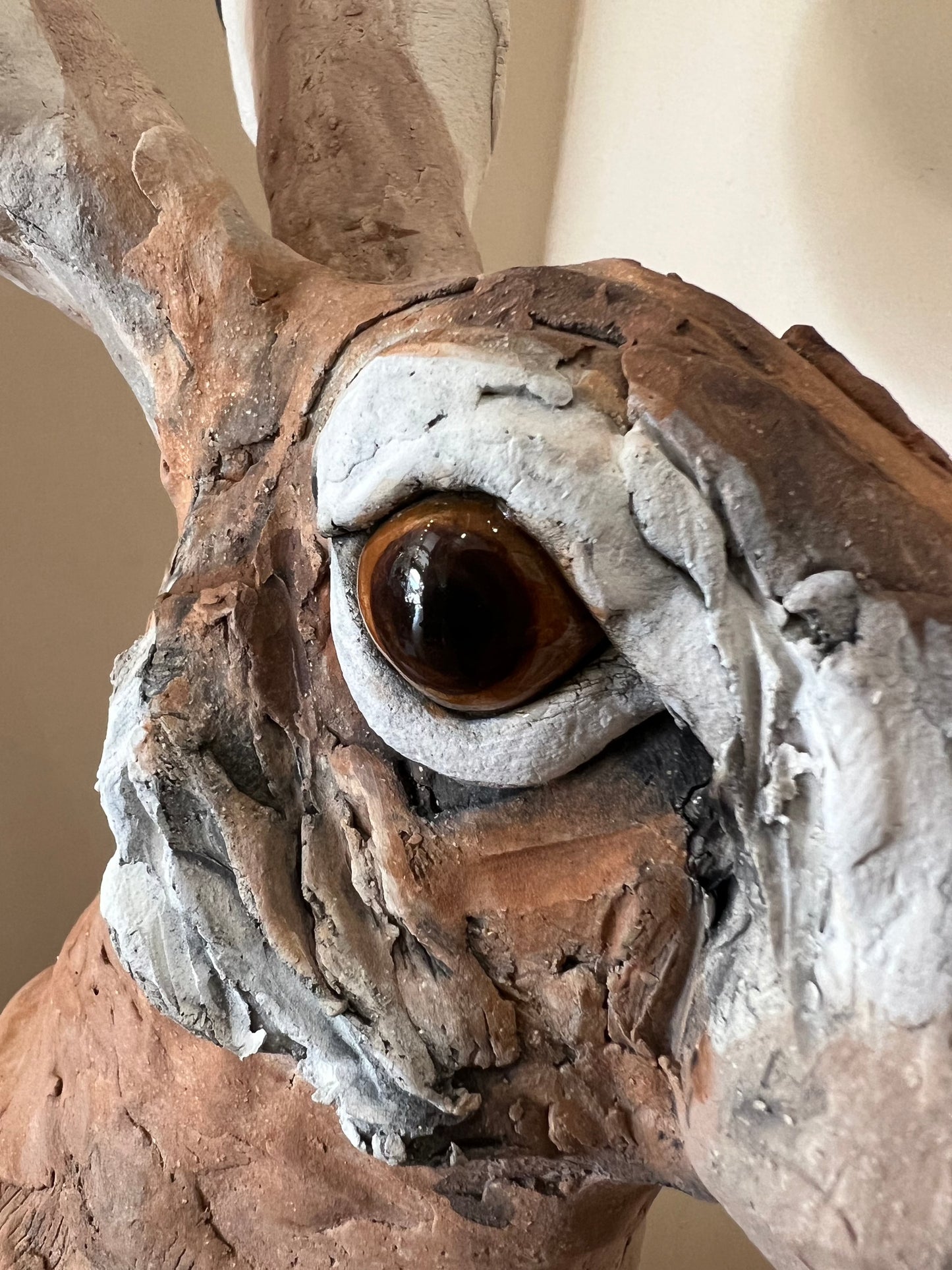 Louise Brown Large Sitting Hare Original Sculpture - The Acorn Gallery, Pocklington