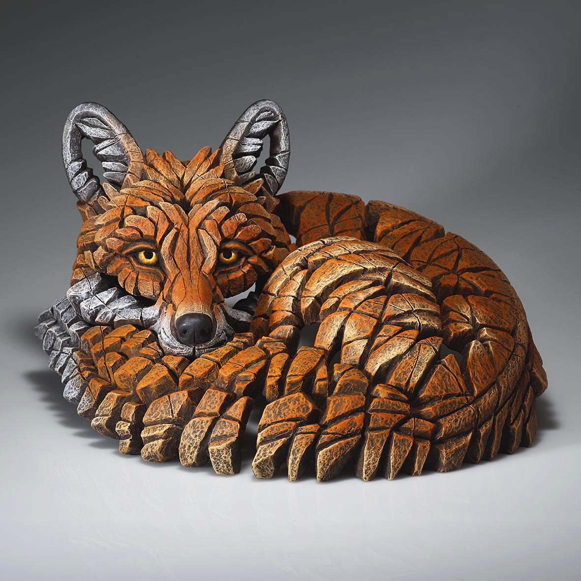 Curled Up Fox by EDGE Sculpture at The Acorn Gallery Pocklington. 