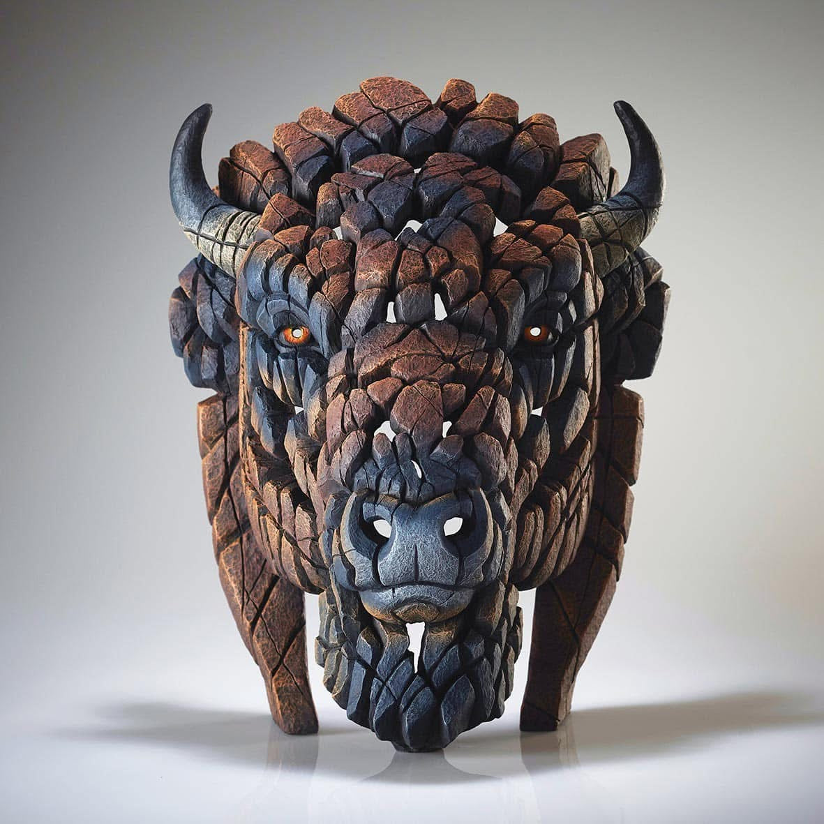 EDGE Sculpture North American Buffalo Bison Bust Brown- The Acorn Gallery, Pocklington