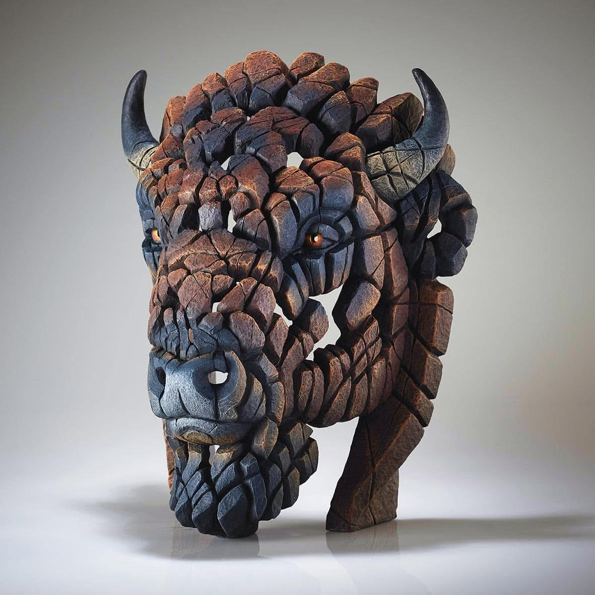 EDGE Sculpture North American Buffalo Bison Bust Brown- The Acorn Gallery, Pocklington