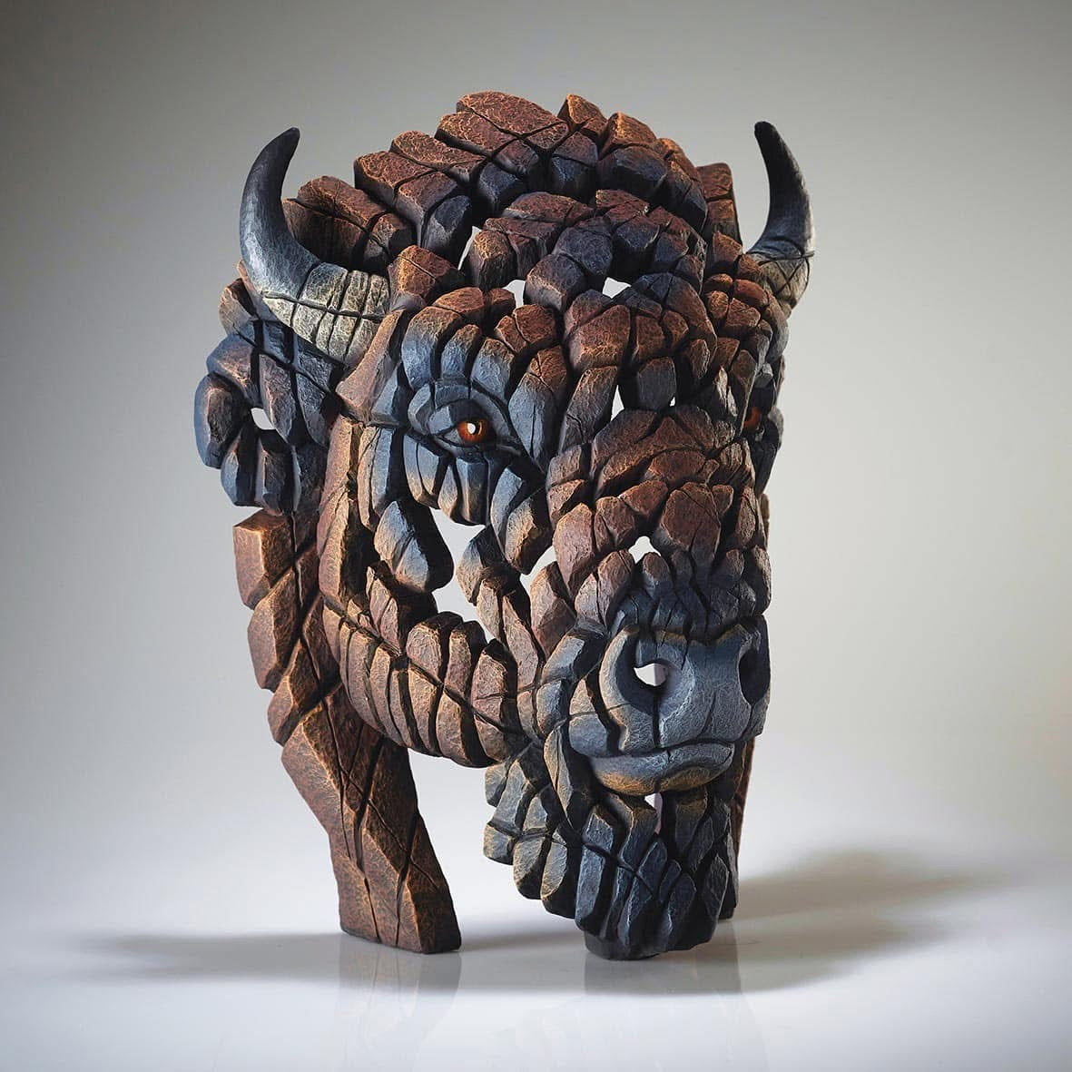 EDGE Sculpture North American Buffalo Bison Bust Brown- The Acorn Gallery, Pocklington