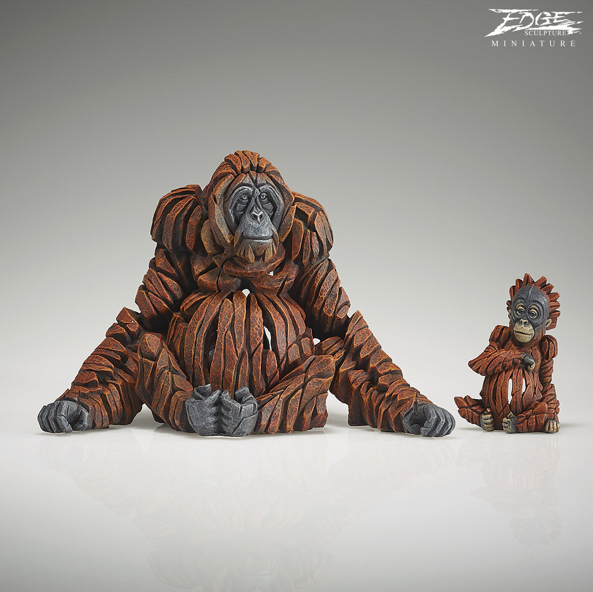 Edge Sculpture Orangutan And Baby Miniature  - The Acorn Gallery, Pocklington