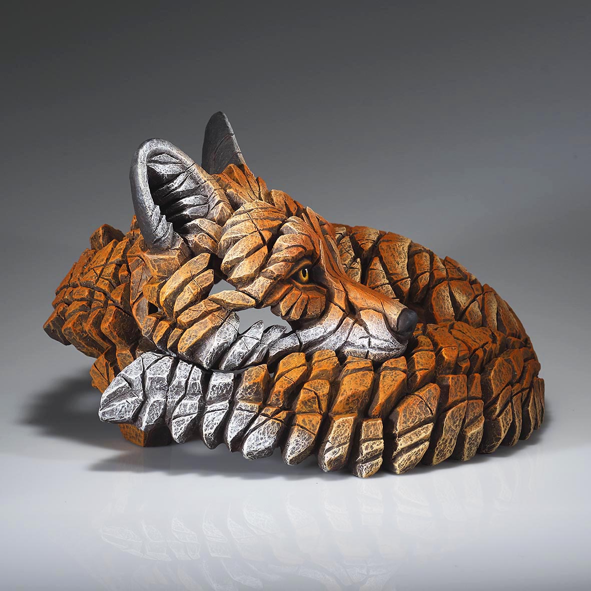 Curled Up Fox by EDGE Sculpture at The Acorn Gallery Pocklington. 