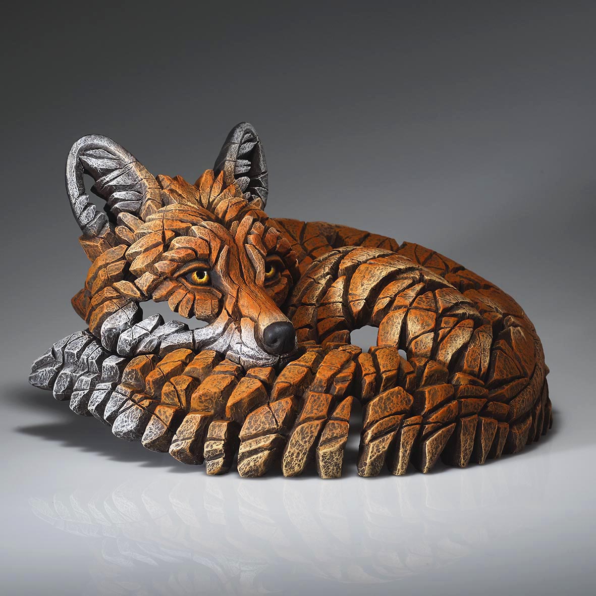 Curled Up Fox by EDGE Sculpture at The Acorn Gallery Pocklington. 