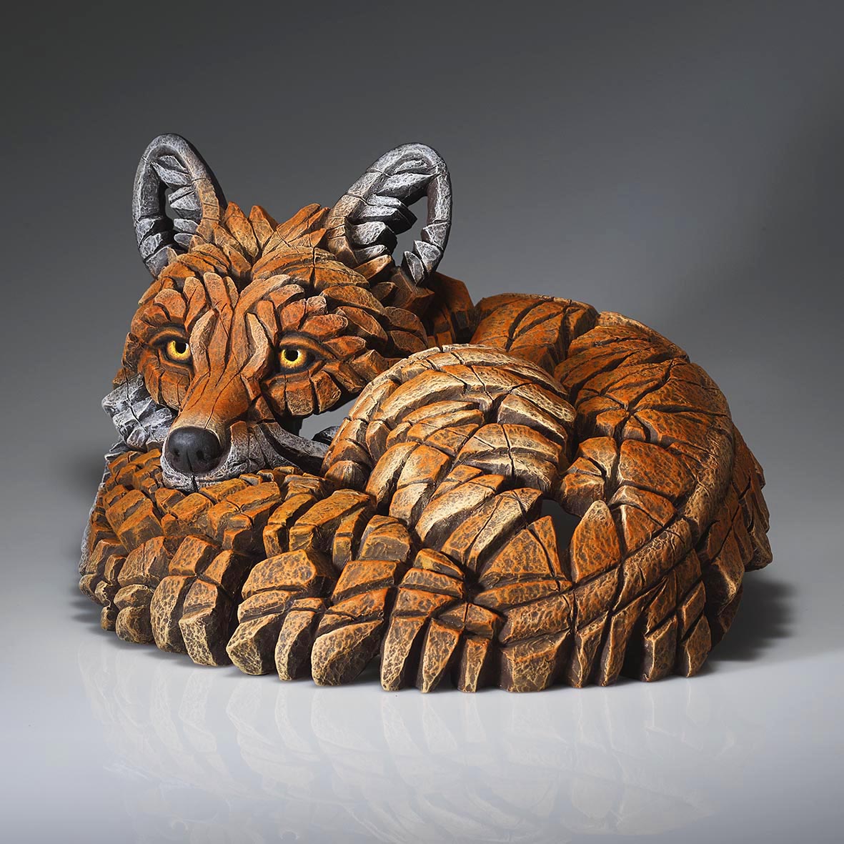 Curled Up Fox by EDGE Sculpture at The Acorn Gallery Pocklington. 