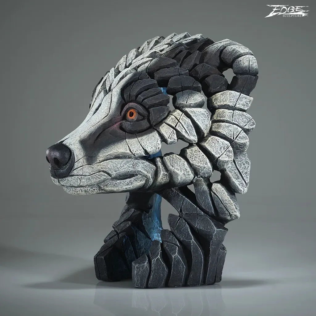 EDGE Sculpture Badger Bust EDB37 - The Acorn Gallery, Pocklington 