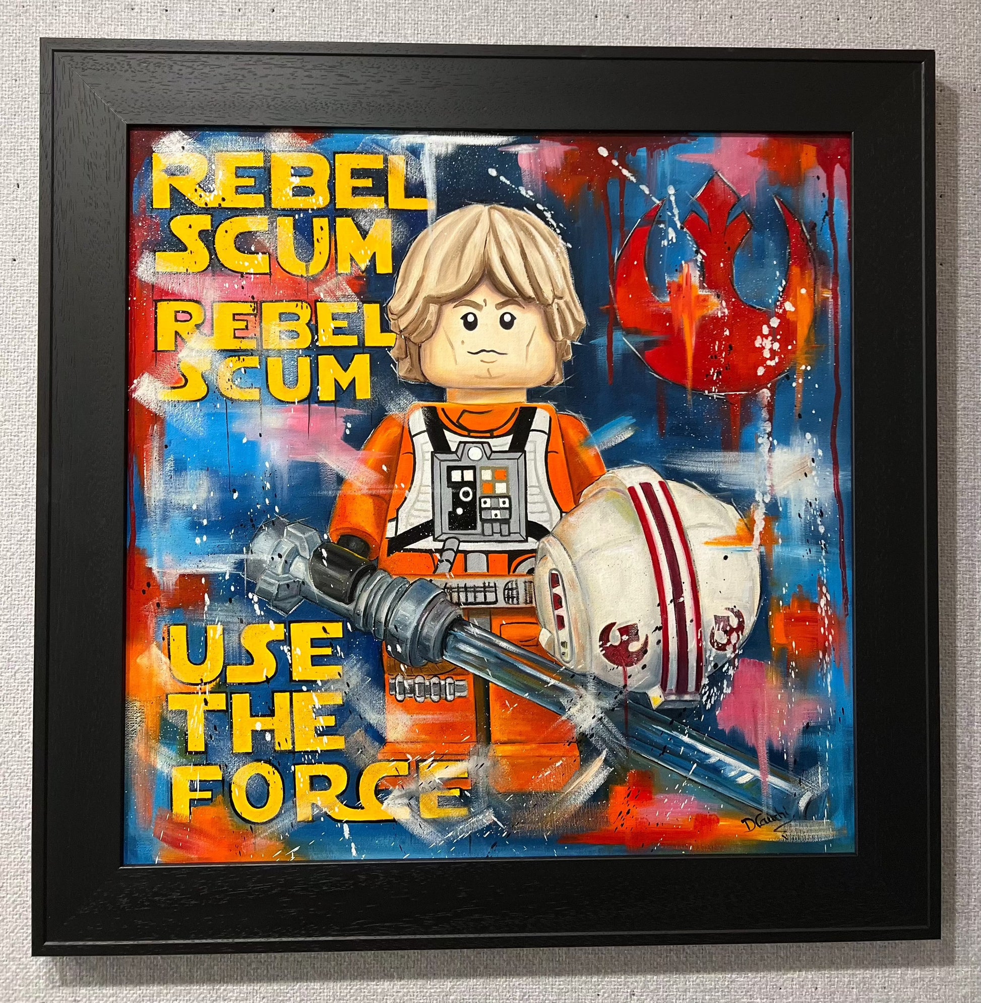 Buy Luke Skywalker Star Wars Lego Original Painting by Deborah Cauchi at The Acorn Gallery. More Toy Art Available. Supplied Framed. Shop Online or Call 01759 307652