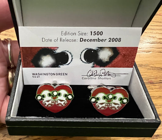 I Love Moo Cufflinks by Caroline Shotton. Available at The Acorn Gallery in Pocklington. Call 01759 307652.