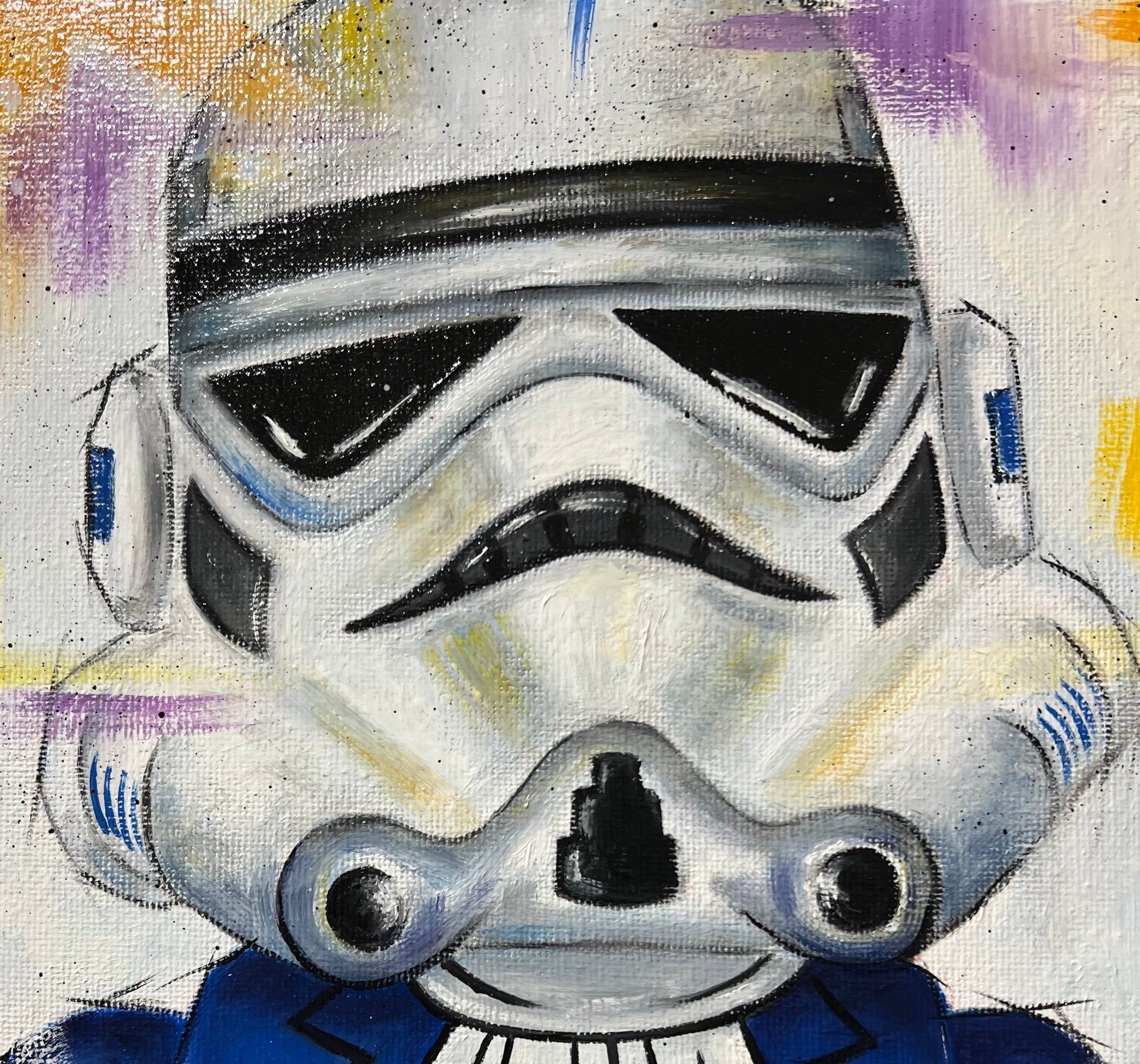 Austin Powers Stormtrooper Lego Original Painting by Deborah Cauchi at The Acporn Gallery Pocklington. Shop Online or Call 01759 307652. 