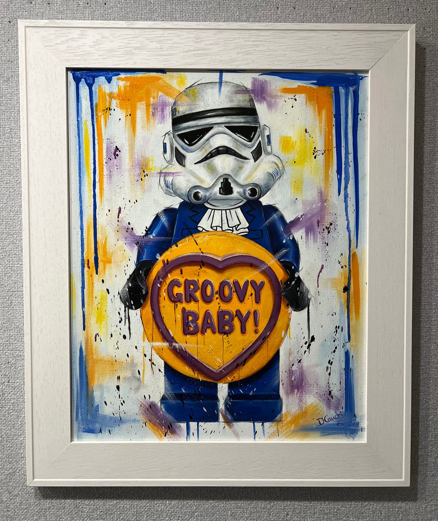 Austin Powers Stormtrooper Lego Original Painting by Deborah Cauchi at The Acporn Gallery Pocklington. Shop Online or Call 01759 307652. 