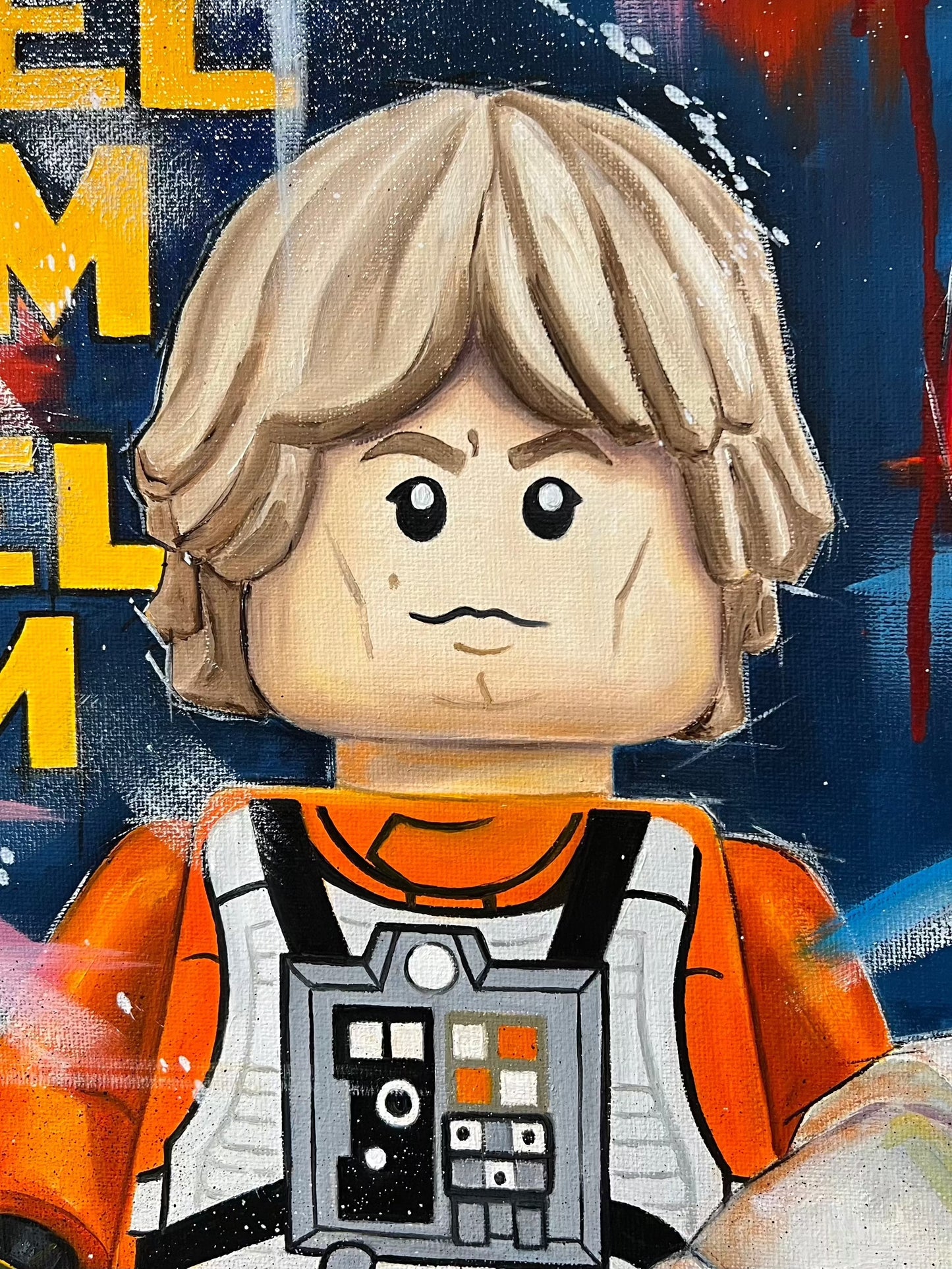 Buy Luke Skywalker Star Wars Lego Original Painting by Deborah Cauchi at The Acorn Gallery. More Toy Art Available. Supplied Framed. Shop Online or Call 01759 307652