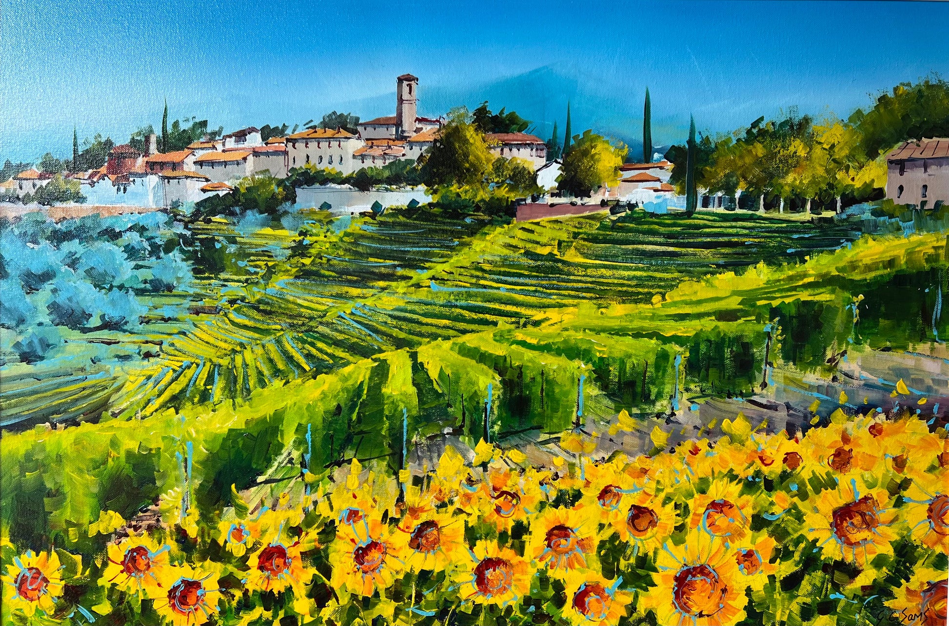 Gary Sams Tuscany Sunshine Sunflowers ORIGINAL - The Acorn Gallery, Pocklington