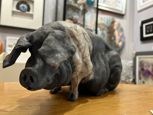 Christine Cummings Studio Gertrude Extra Extra Large Saddleback Pig ORIGINAL - The Acorn Gallery, Pocklington