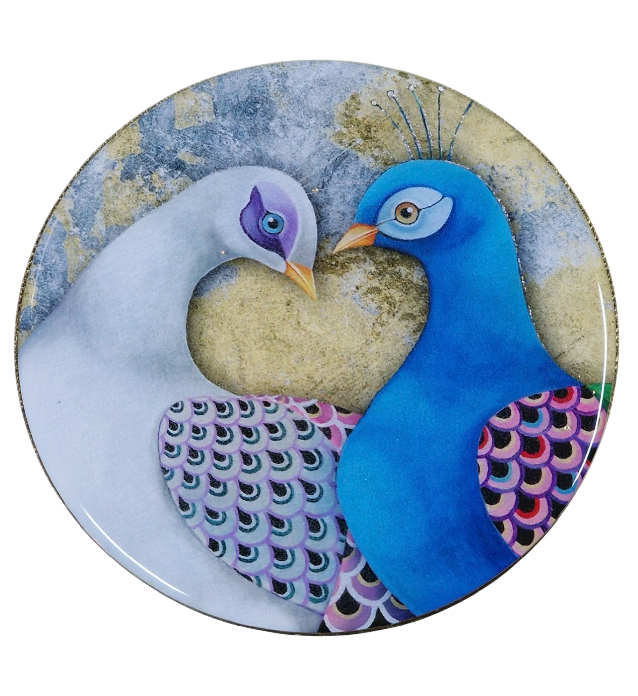 A peacock charm which comes with Alchemy by Kerry Darlington. A beautiful peacock picture with high gloss 3D elements. Available to order as a framed print at The Acorn Gallery, Pocklington. Official Partner Gallery. Safe UK Delivery. Visit Us or Call 01759 307652.