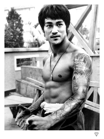 Bruce Lee (Tattoo Series) Black And White by JJ Adams